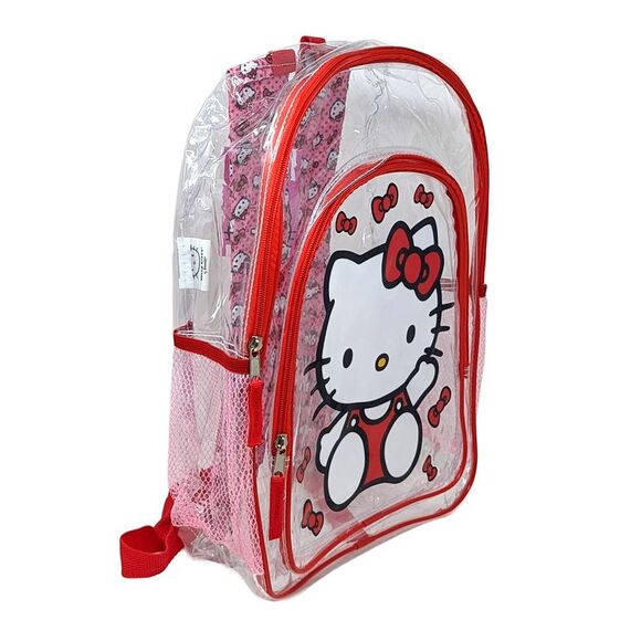 New Hello Kitty Transparent Backpack Clear 16" Sanrio Bows - Picture 3 of 5